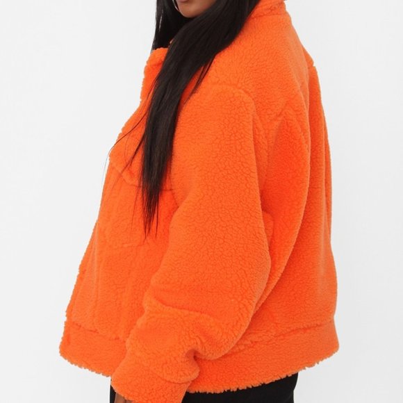 womens oversize fit sherpa fleece jacket small - Picture 3 of 4